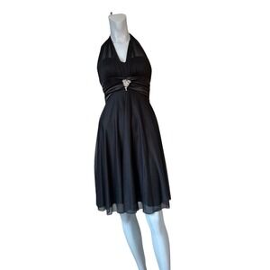 DB Studio Little Black Dress Holiday Formal Sleeveless Halter  dress Sz S‎ NWT